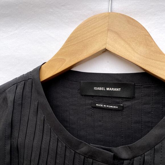 Isabel Marant Long-Sleeve Pintuck-Ruffle Blouse Black - Picture 4 of 8